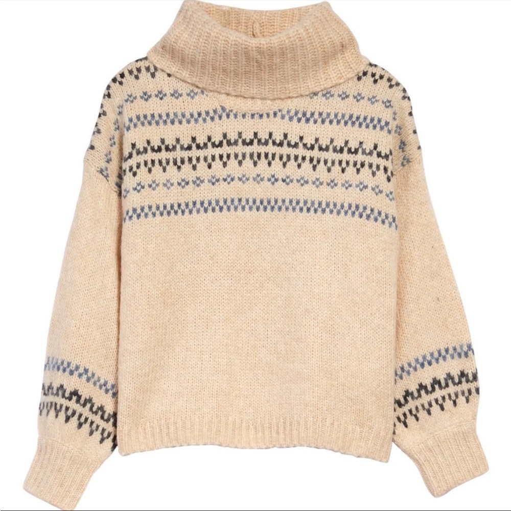 madewell somervell wool fair isle turtleneck sweater slouchy apres ski xs winter